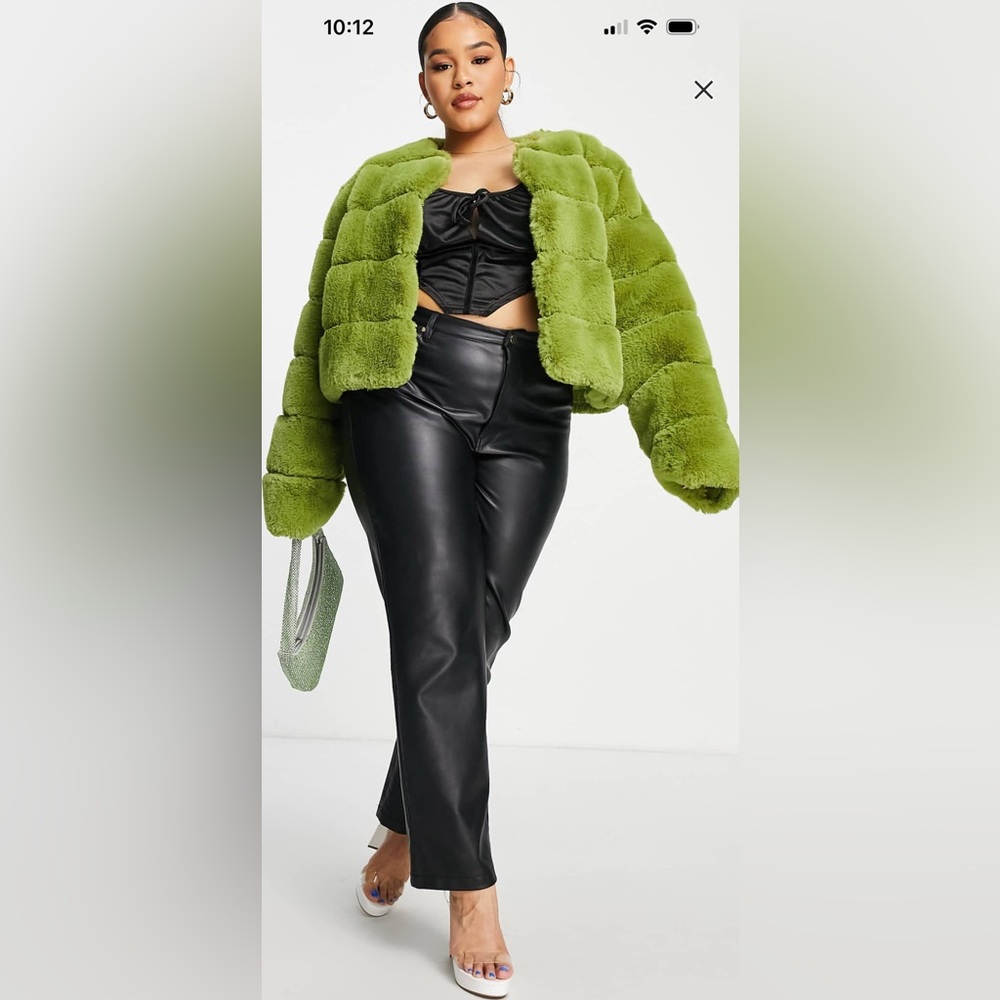 ASOS LUXE Curve cropped faux fur jacket